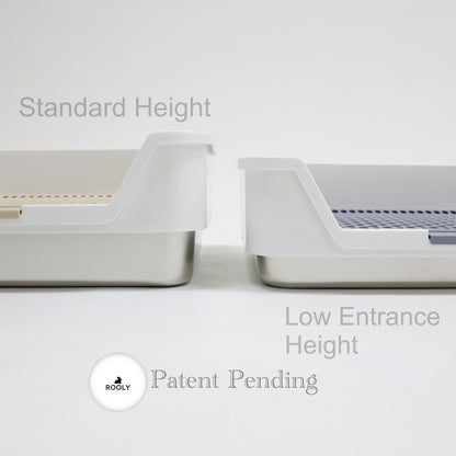 ROOLY Stainless Rabbit Litter Box - Low Entrance